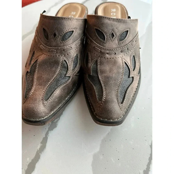 Roper Brown Beth Glittered Snip Toe Mules Casual Flat Size 10 - Picture 9 of 11